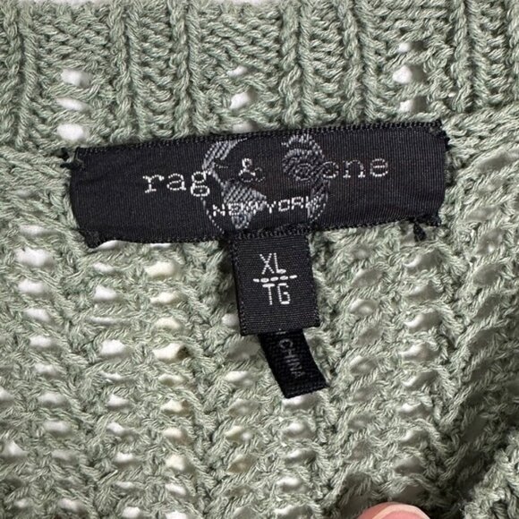 NEW Rag and Bone Riley Crochet Knit Split Hem Maxi Dress Sage Green Size XL Boho - Picture 5 of 15